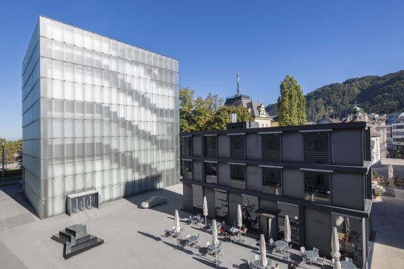 Aussenansicht Kunsthaus Bregenz und KUB Café Aussenansicht Kunsthaus Bregenz und KUB Café