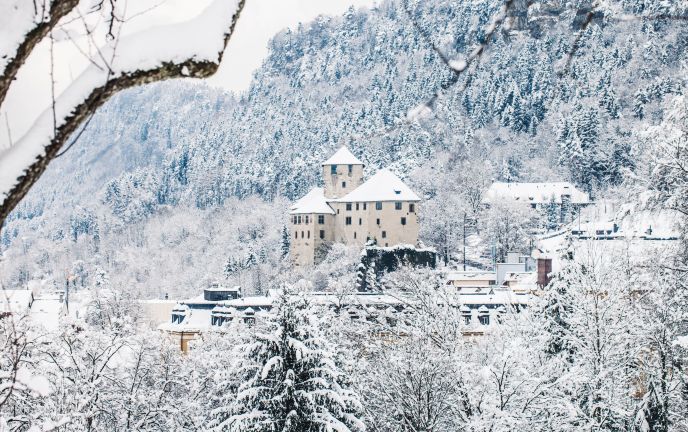 Feldkirch im Winter mit Blick auf die Schattenburg